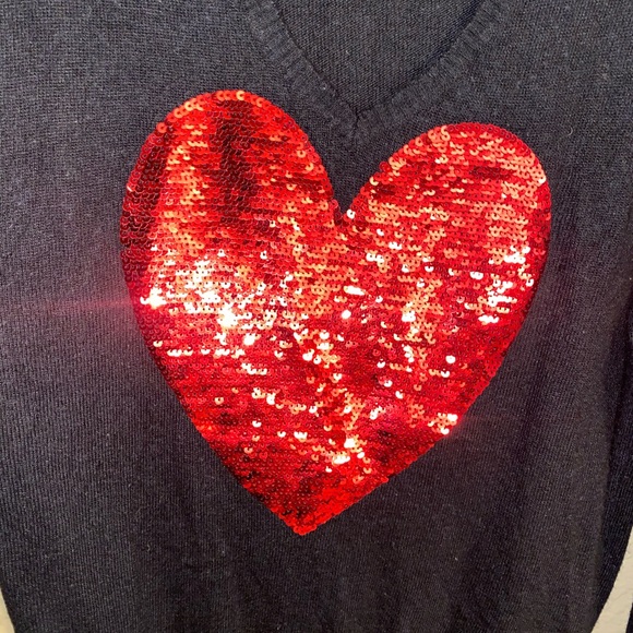 Wildfox black v neck sweater with red sequin heart - Picture 6 of 12